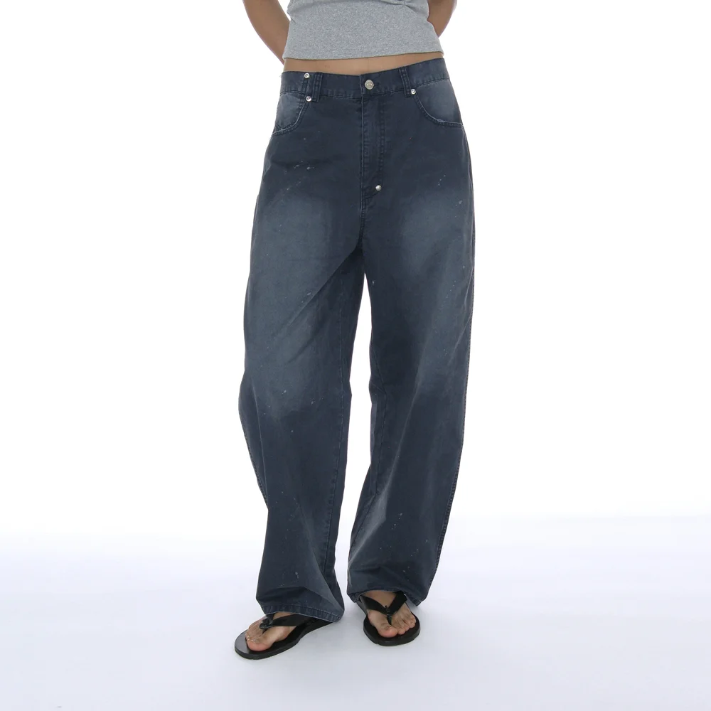DUSTY WASHED ROUNDING PANTS_NAVY