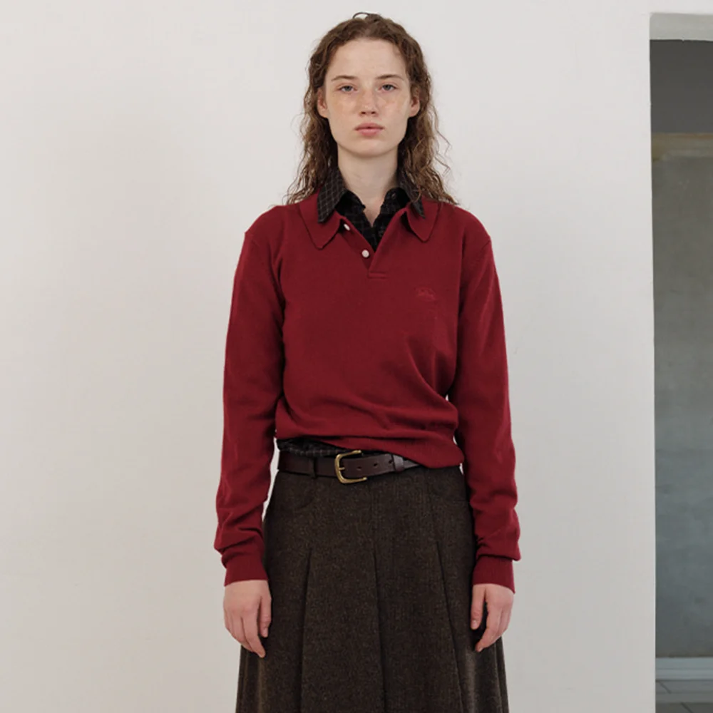 Cashmere Wimblyn Knit Polo Shirt_Brick