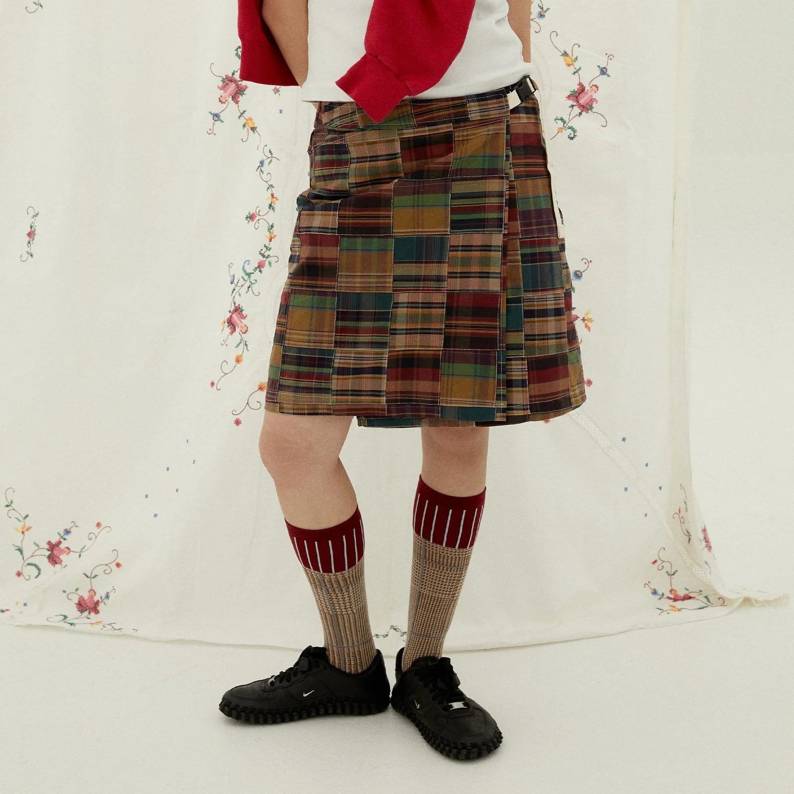 Wohelo Patchwork Warp Skirt Wahello 拼布 RAB 半身裙 (啡色)
