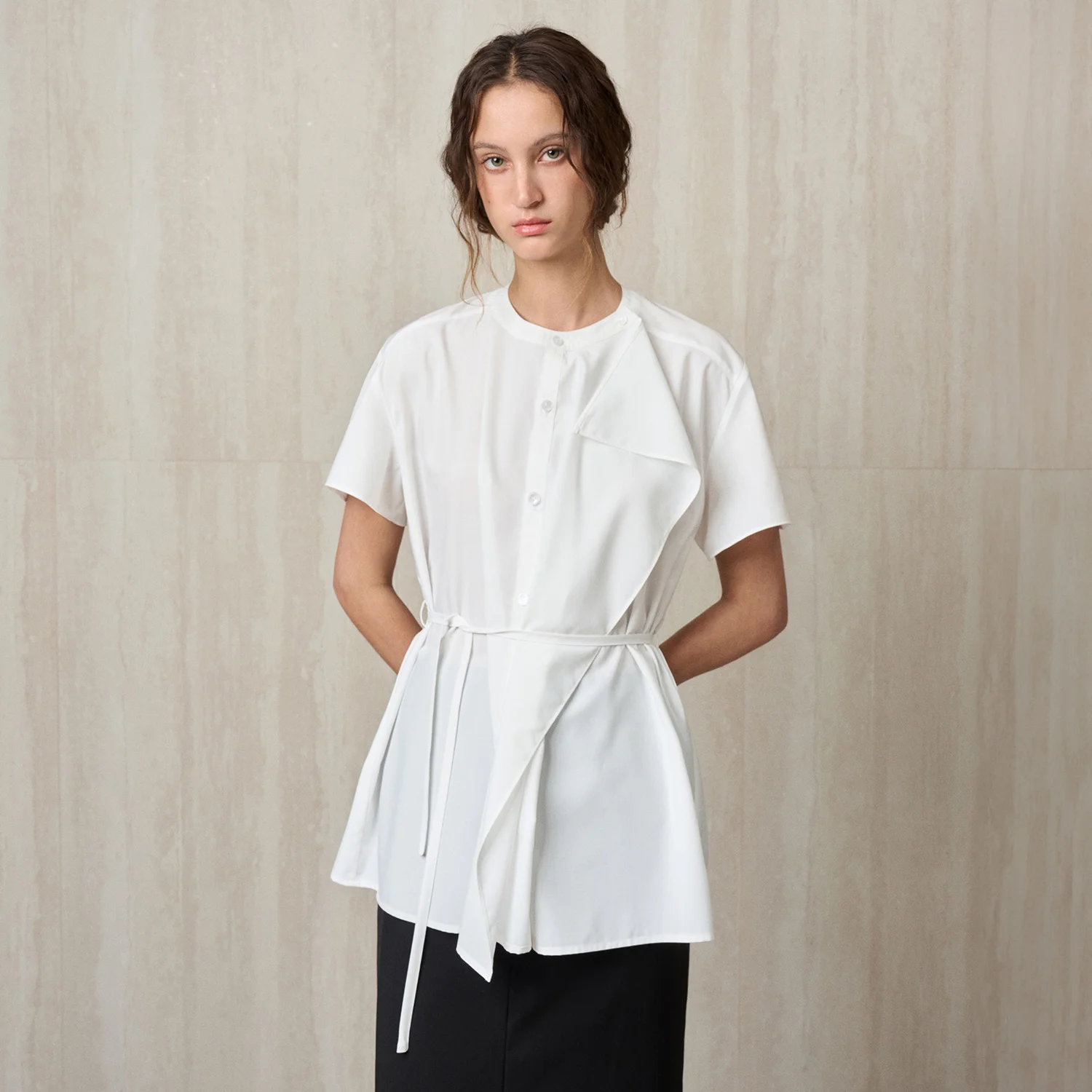 RUFFLE DETAIL SHIRT BLOUSE WHITE