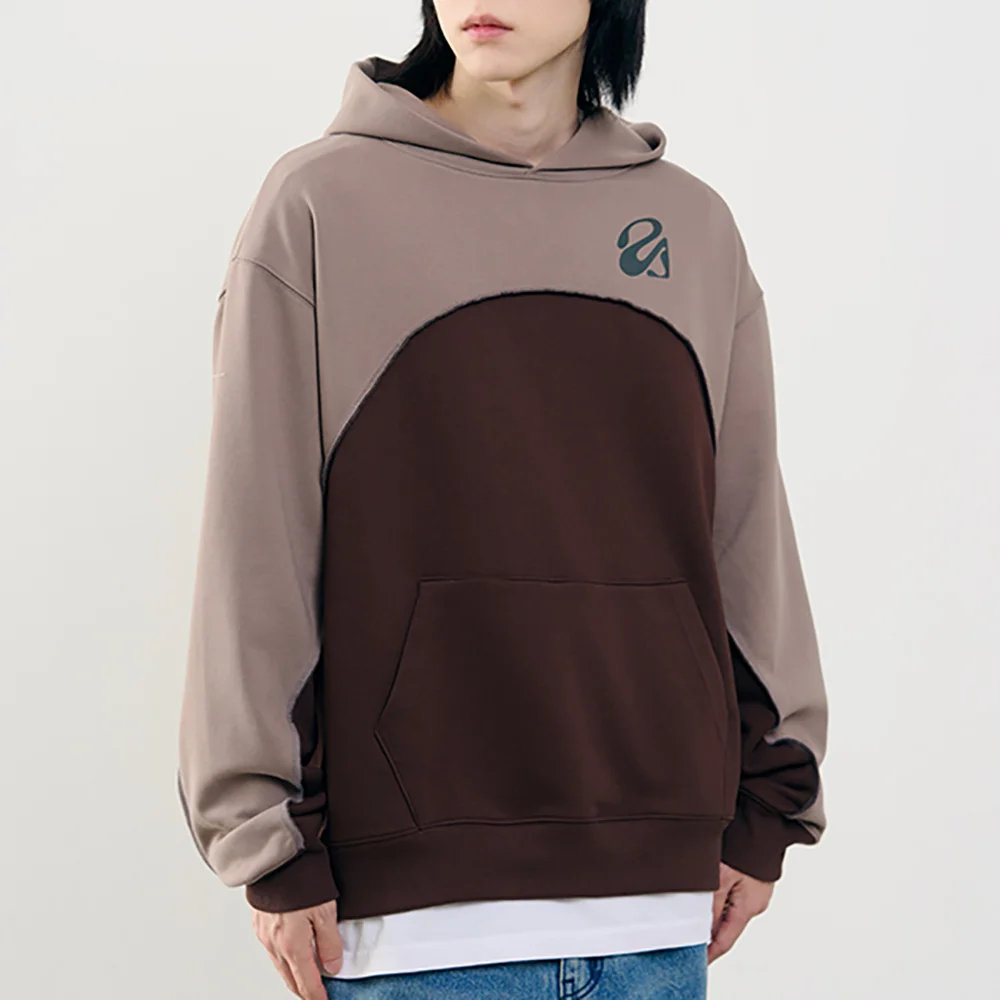Comfy curved two tone hoodie