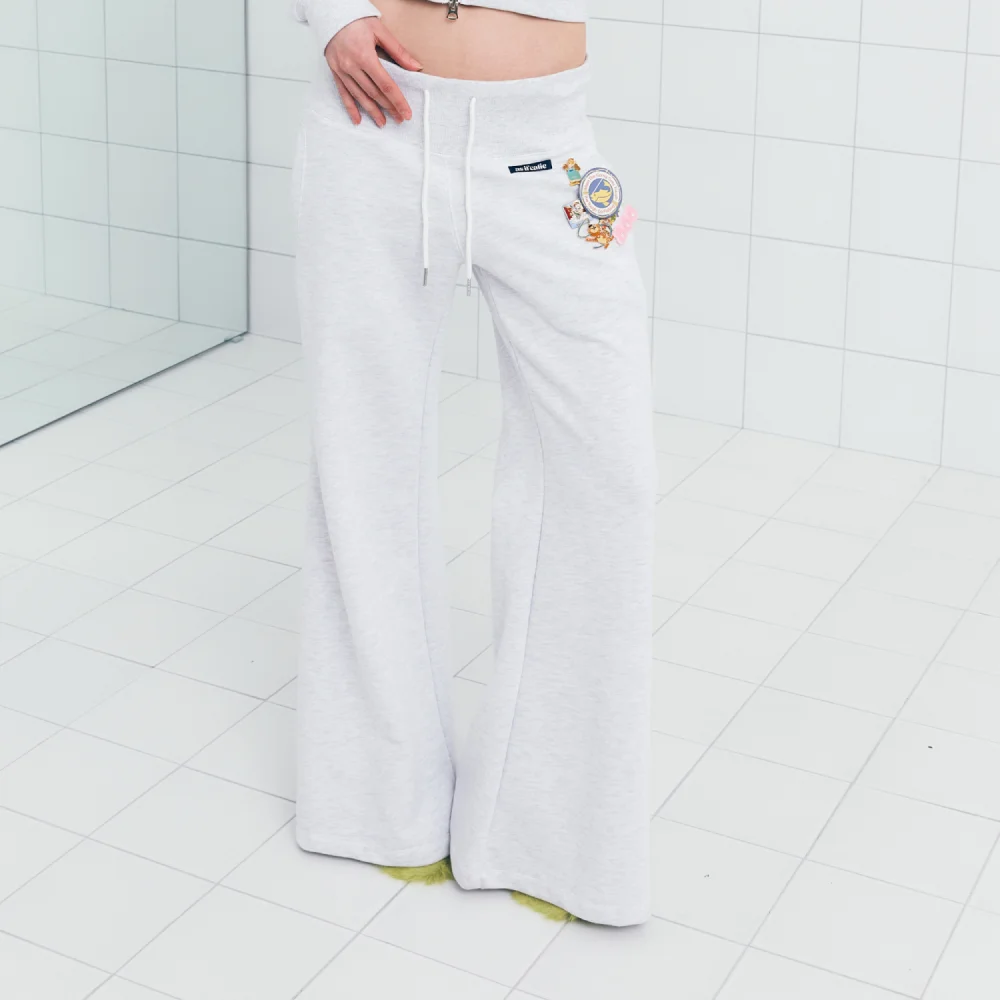 CALIE HEART PANTS WHITEMELANGE