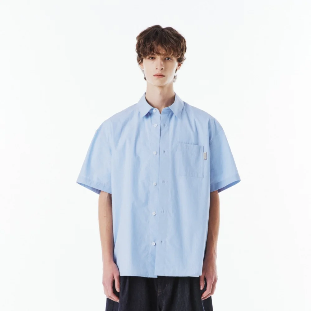 (EXCLUSIVE) BASIC HALF SHIRT - SKY BLUE (P263USH901)