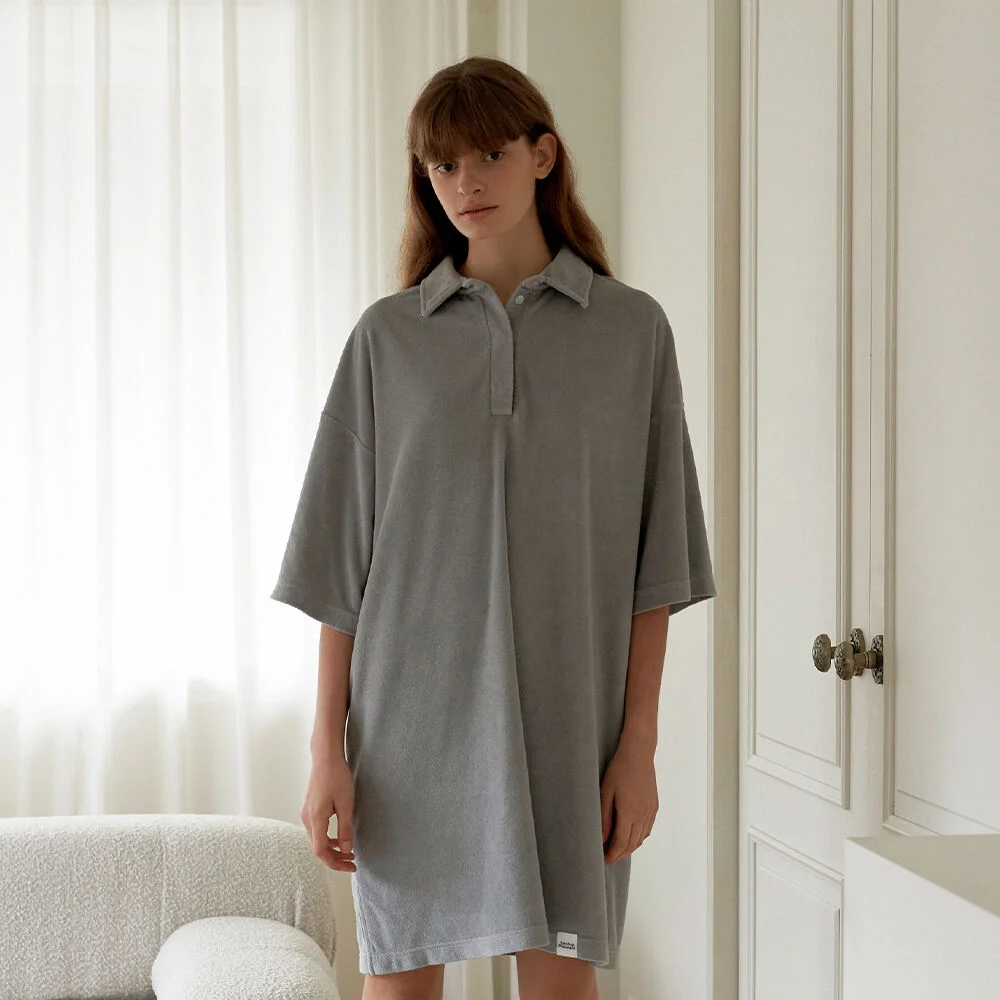 Premium Hidden Button Terry Dress 高級 隱藏 鈕扣 毛圈布 連身裙