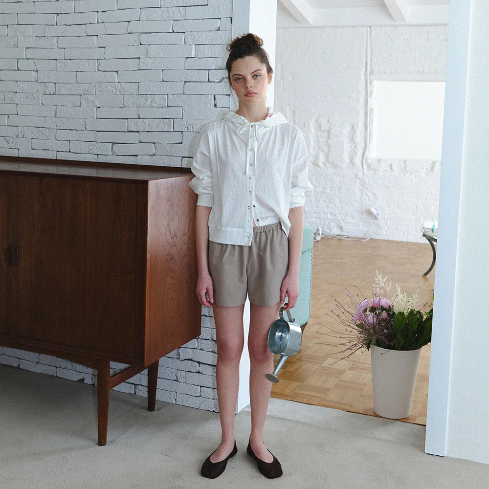 Cotton linen short pants_beige
