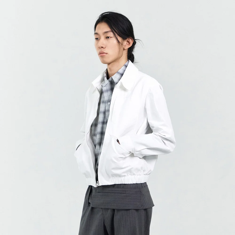 OBLIQUE POCKET COTTON BLOUSON WHITE