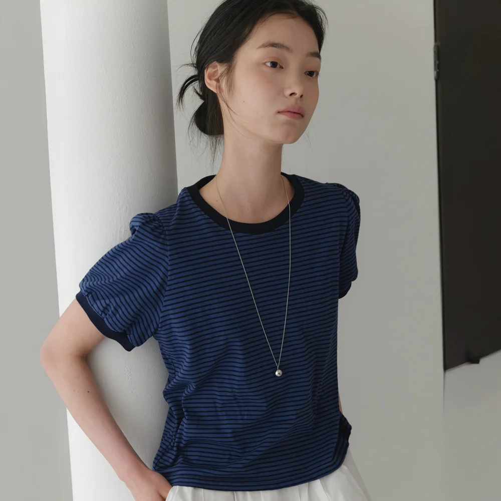 FINE STRIPE T-SHIRT_NAVY