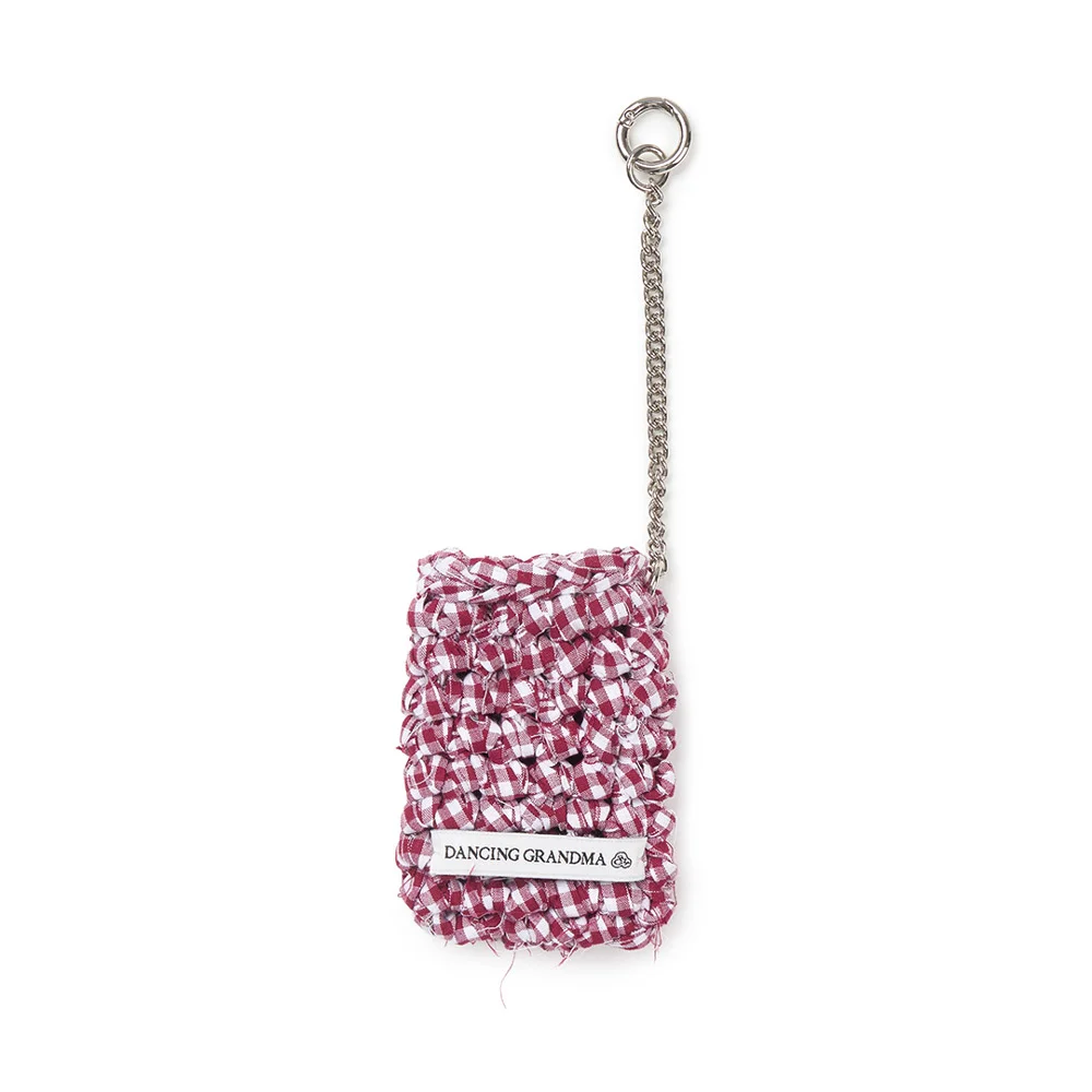 CHECK POCKET KEYRING : PLUM