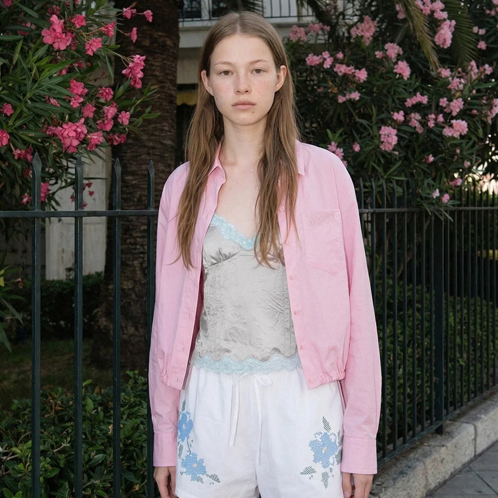 2-Way Drawstring Crop Shirt (Pink)