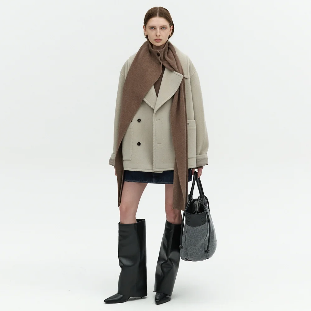 OVERSIZED DOUBLE HALF COAT_LIGHT GRAY