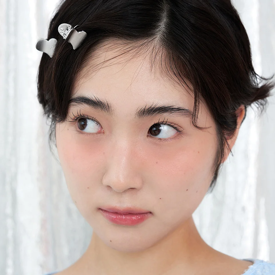 metal heart hair pin - silver