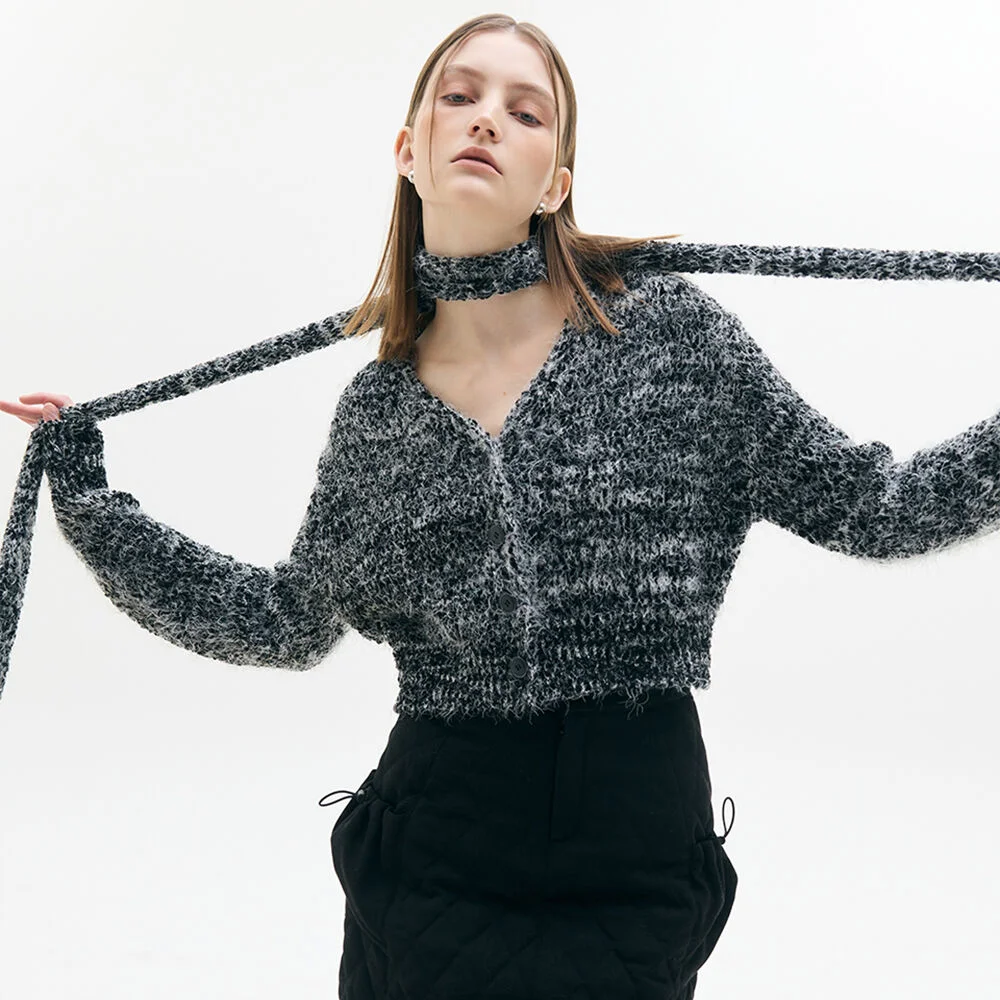 LX POPCORN CARDIGAN SET(BLACK)