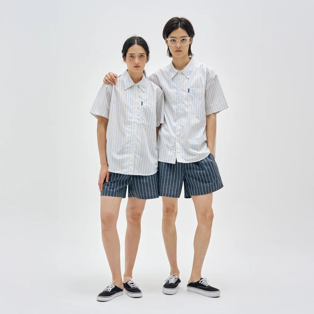 經典 家居服 夏季睡衣 套裝_Gracey 藍色 條紋&海軍藍陰影色 2SIZES