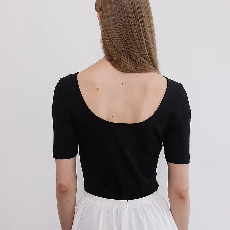 SCOOP BACK HALF SLEEVES TEE_NO