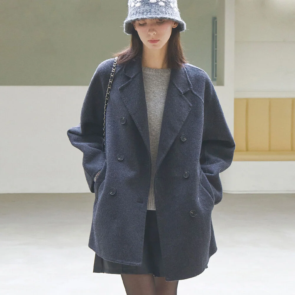 Classic double button handmade coat_3 Colors