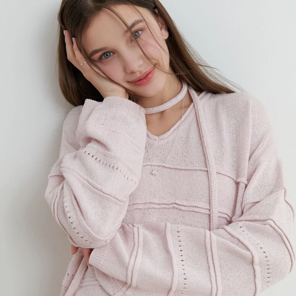 Soup overfit v knit (lilac pink)