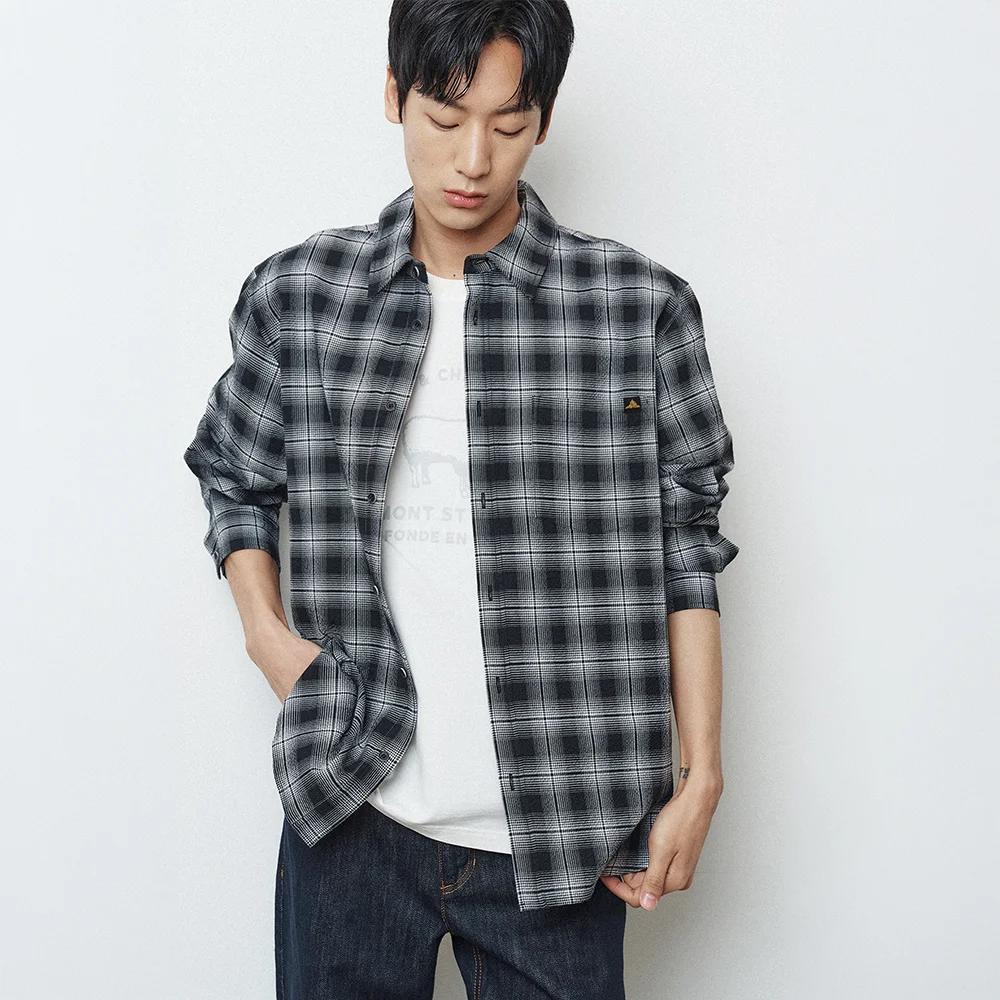 COTTON TARTAN CHECK SHIRT - Black