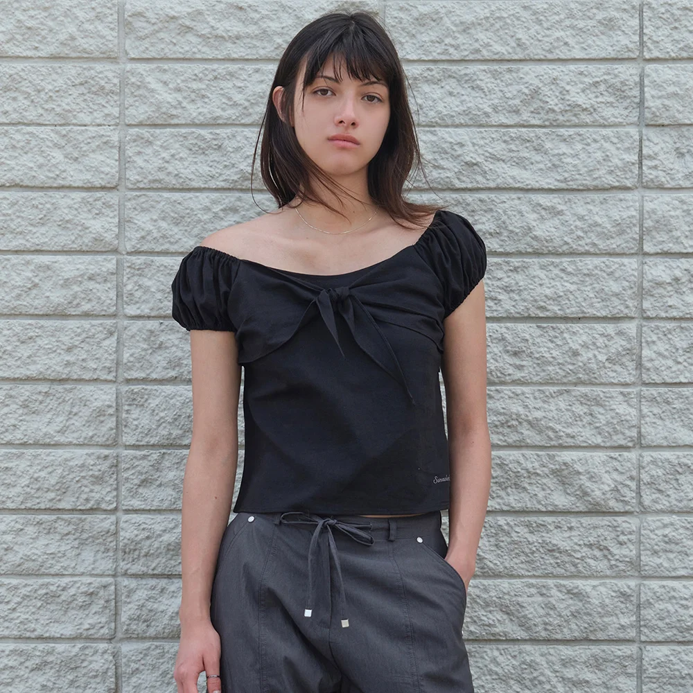 Muet Ribbon Blouse - Black