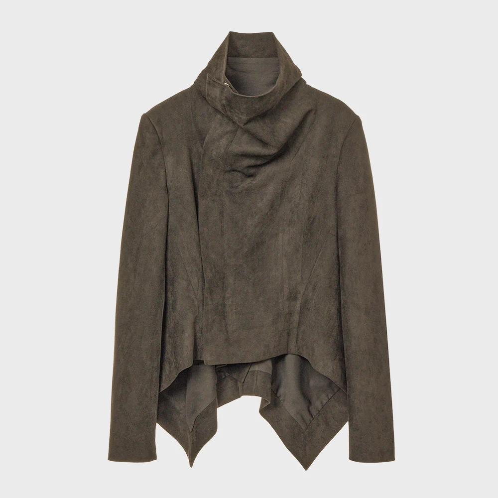 DRAPED SCARF JACKET IN BROWN
