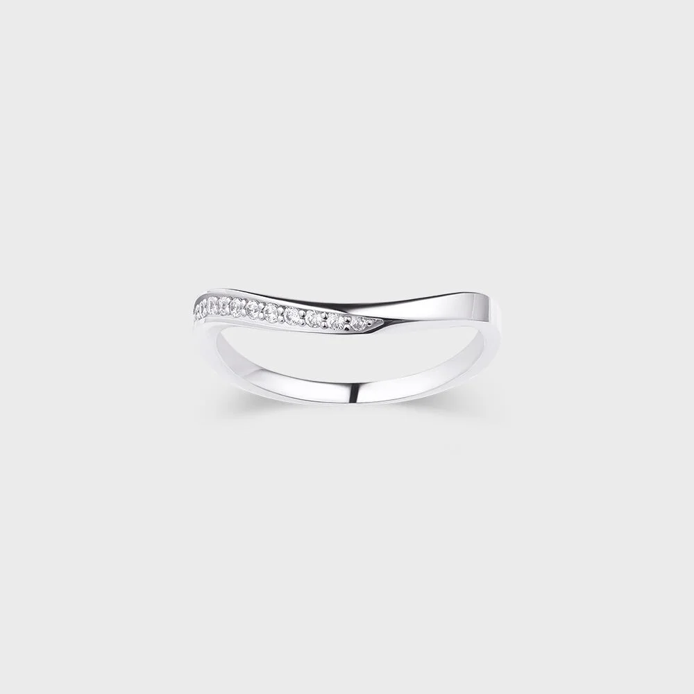 光澤紋理 14K 白K金 戒指 SA25A67P
