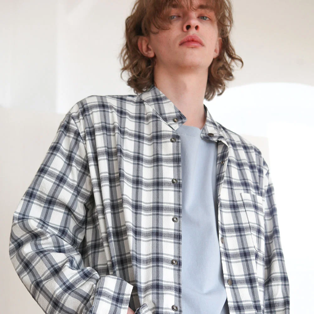 CHECK STRING POCKET SHIRTS JACKET GREY