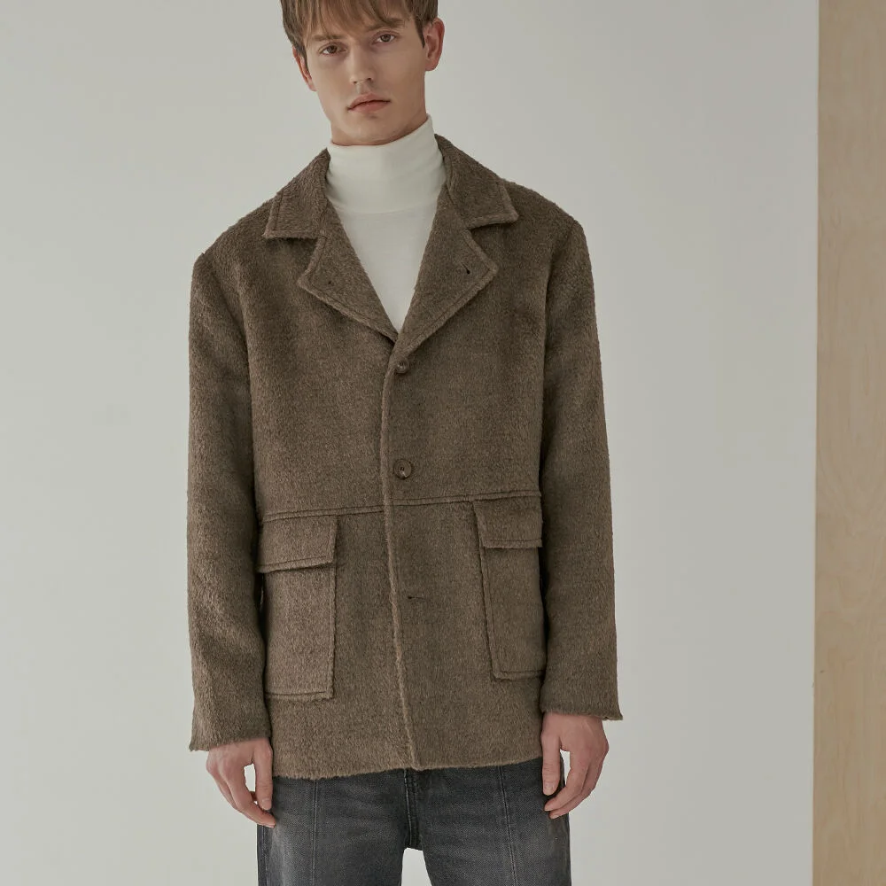ALPACA 3 BUTTON JACKET_KHAKI