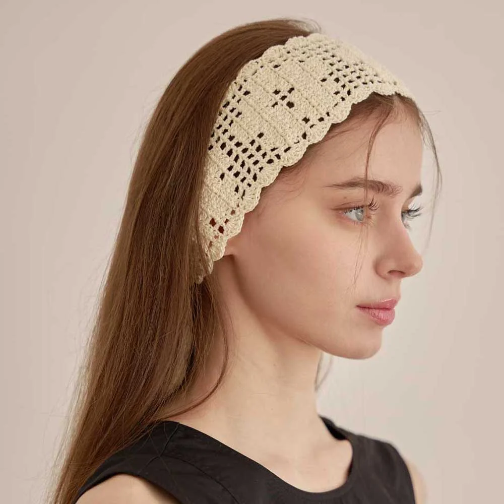 Flower Doily Hairband (蕾絲墊 花卉 方格編織 手工製 鉤織 蕾絲 髮帶)