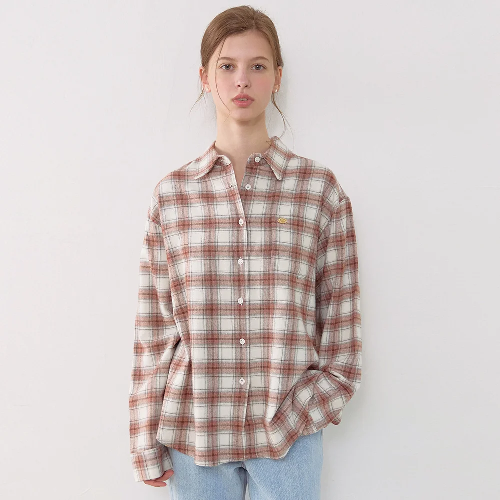 Oversize Napping Checked Shirt - Orange Brown