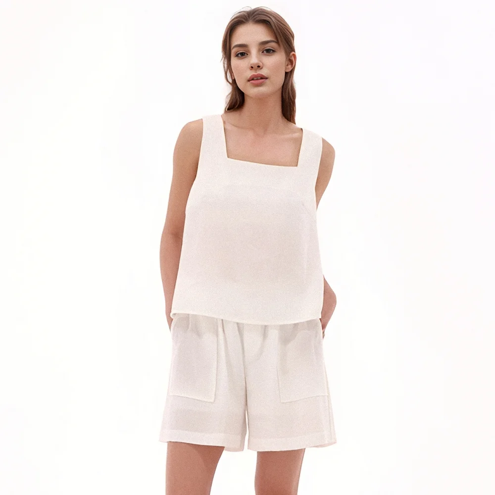 Square neck Sleeveless Top _White