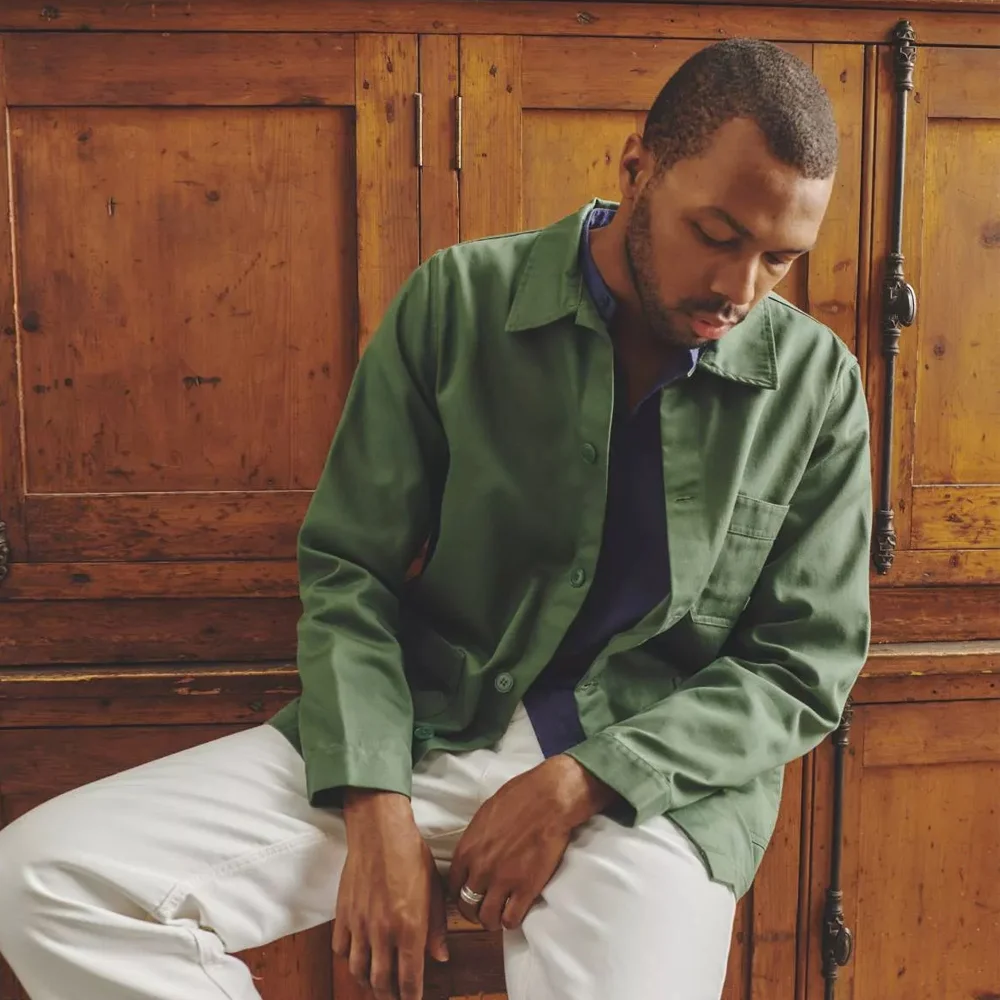 純棉斜紋 男裝 Cotton twill Work Jacket_Khaki