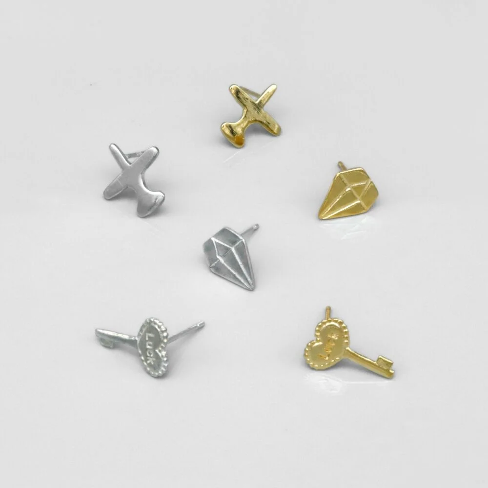 Mini Kitsch motives silver pin Eearings 迷你 Kitsch Motif 銀針 耳環