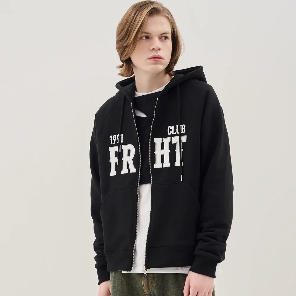 2WAY LOGO PATCH RAGLAN HOOD ZIP-UP_BLACK