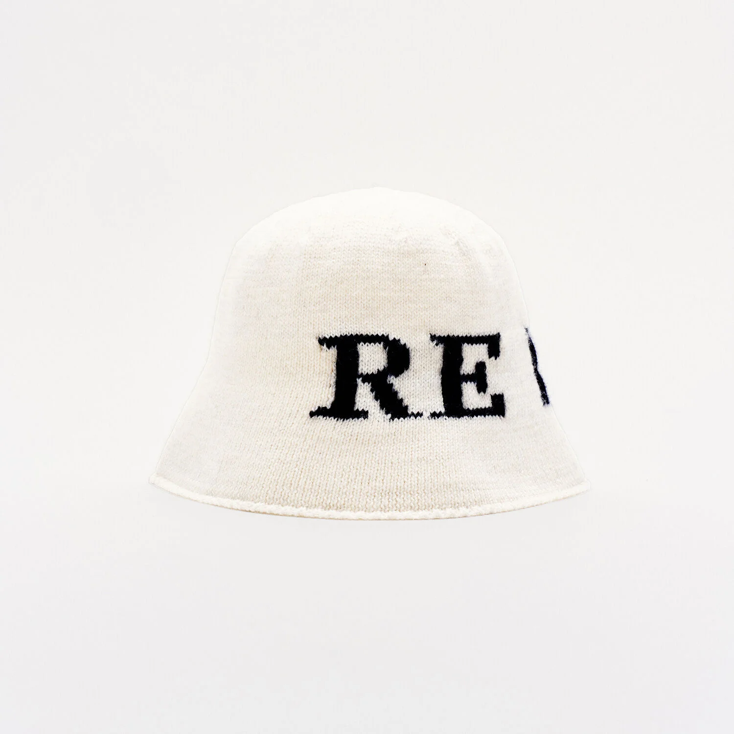 LOGO EMBROIDERED WOOL BUCKET HAT IVORY