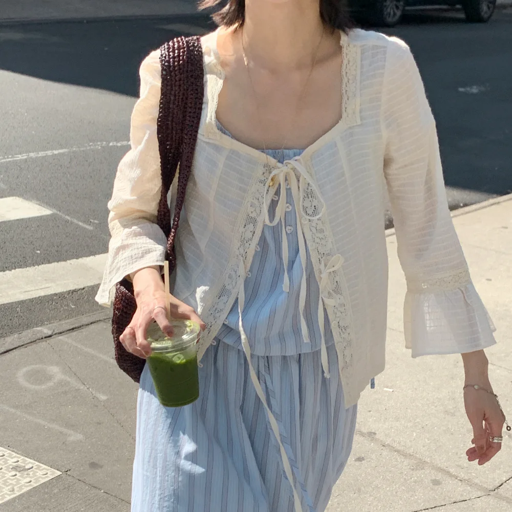 Antique Square Neck Ruffle Blouse (Cream)