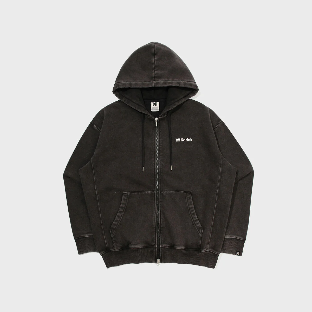 必備款 雪洗 加絨 連帽衫 拉鏈 BLACK