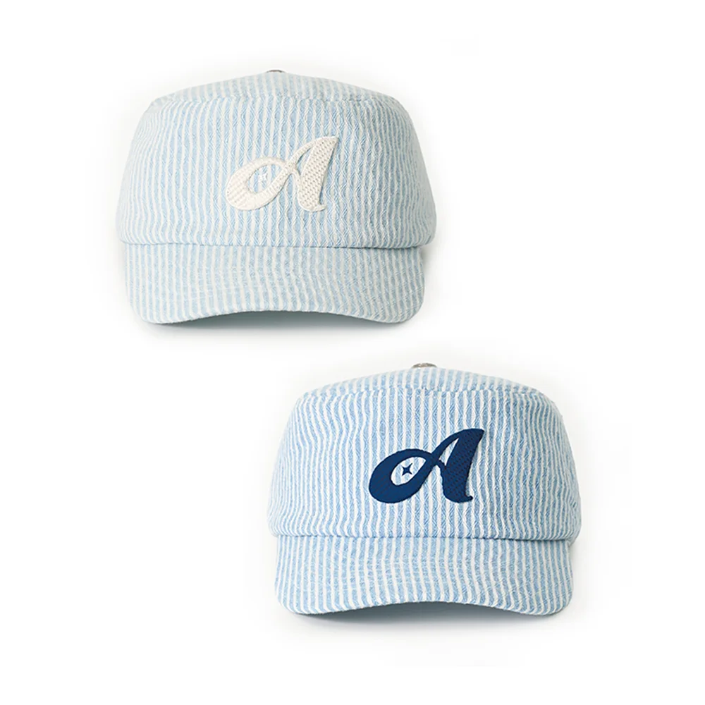 Argyle Stripe Denim Pillbox Cap (2 Colors)