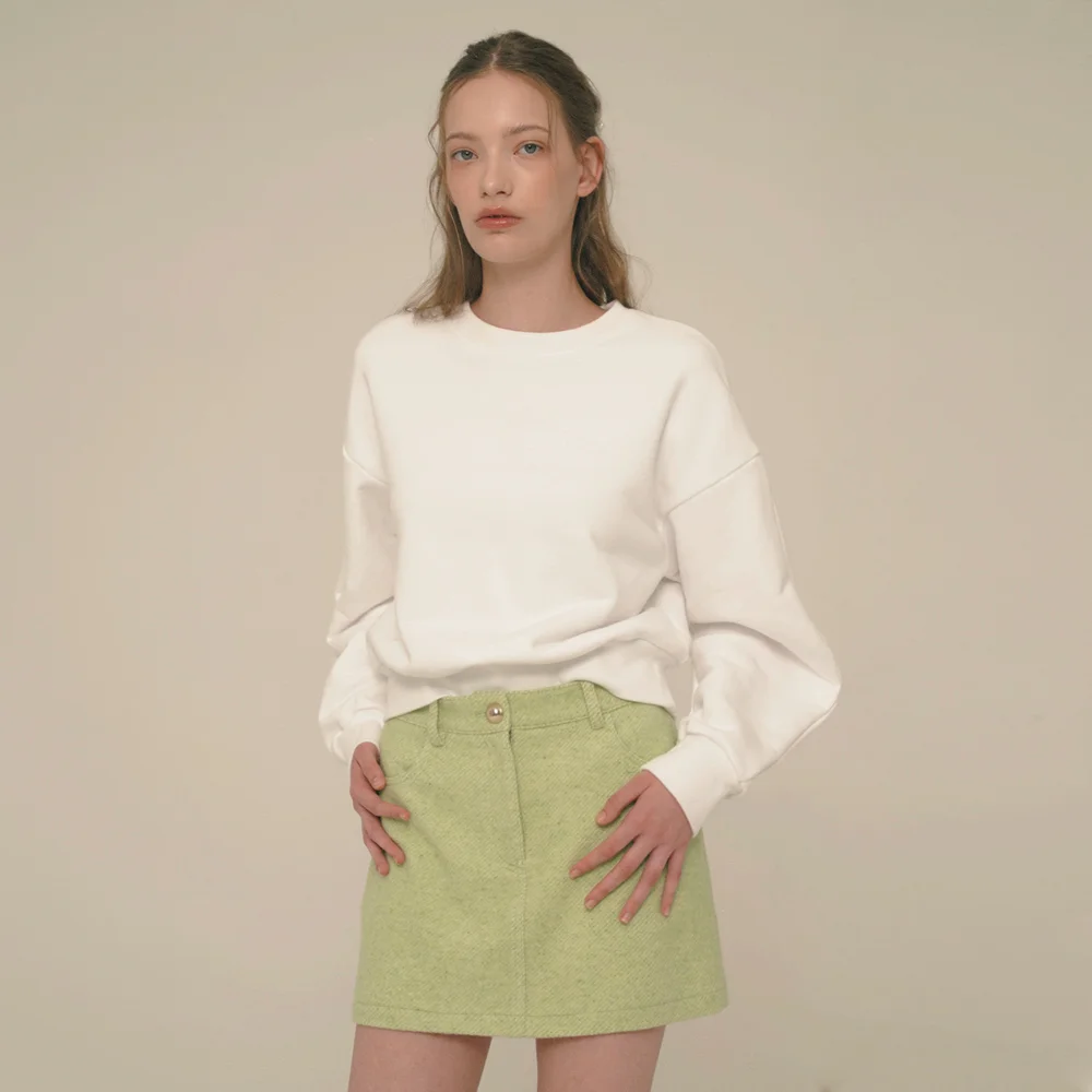Herringbone Wool Blended Mini Skirt