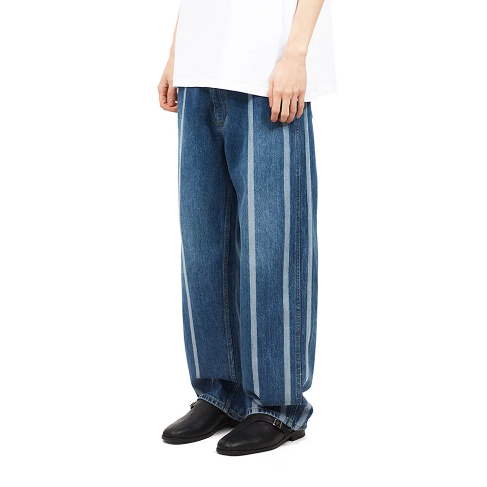 WIDE DENIM PANTS BOLD STRIPE