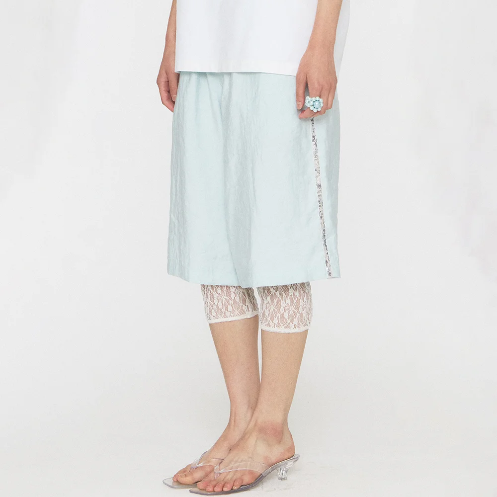 SPANGLE BERMUDA PANTS - BLUE