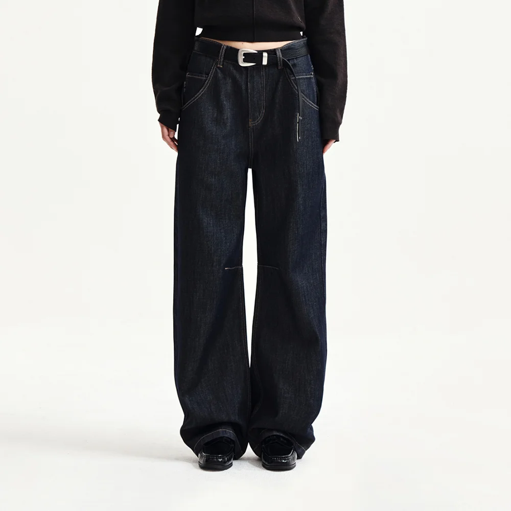 DART POINT DENIM PANTS IN DARK NAVY