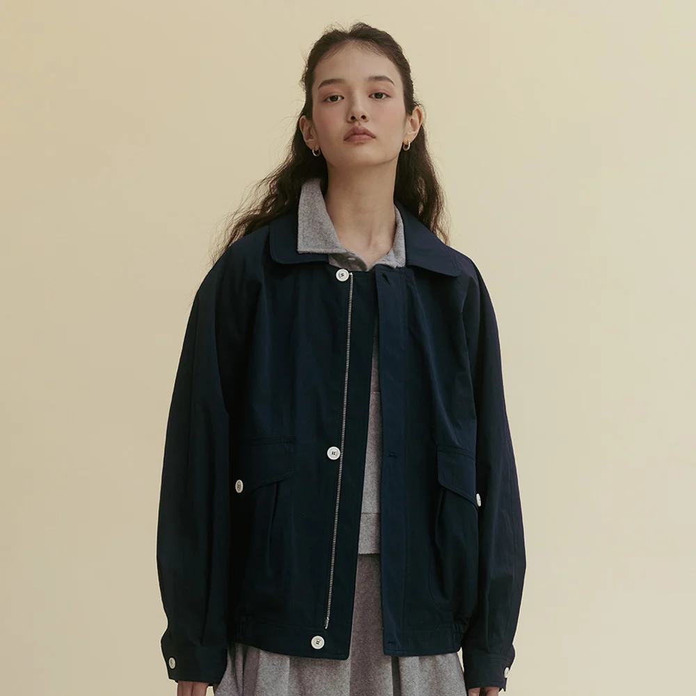BUTTON BLOUSON (NAVY)
