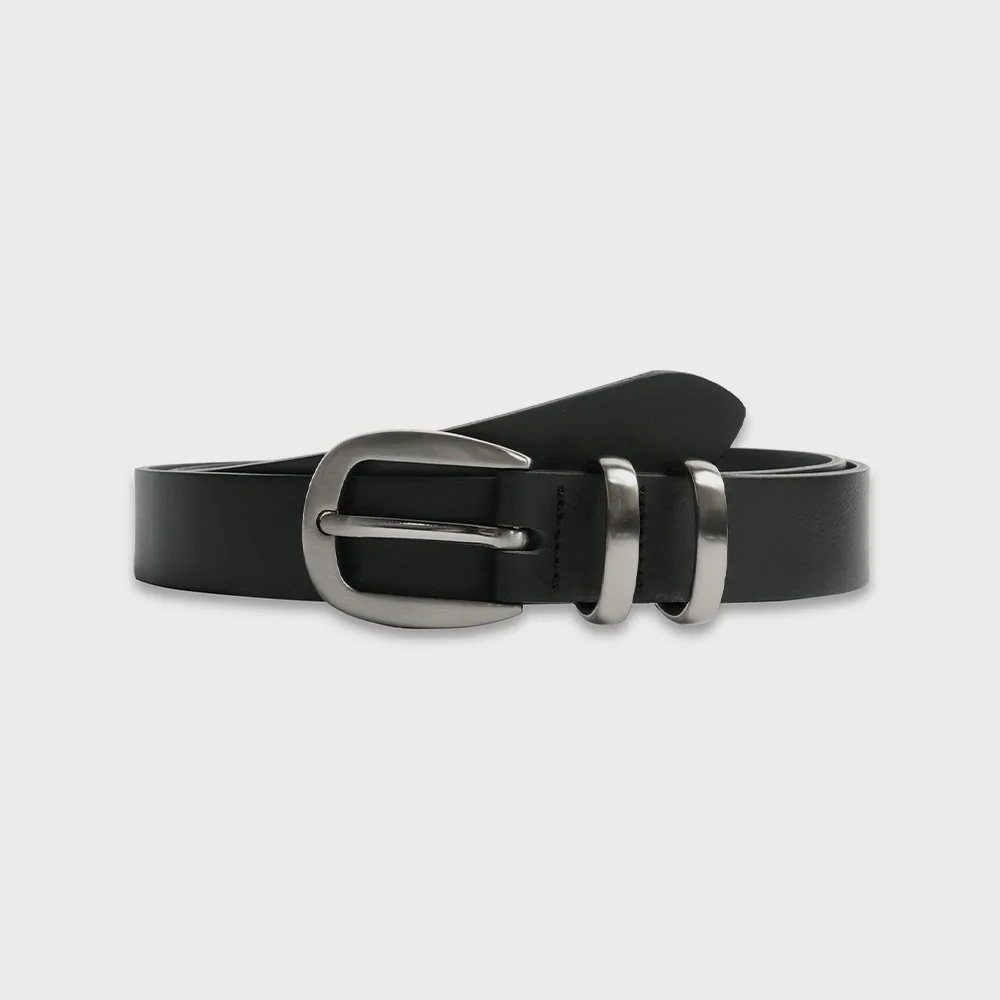 牛皮 雙 毛圈 腰帶 BLACK
