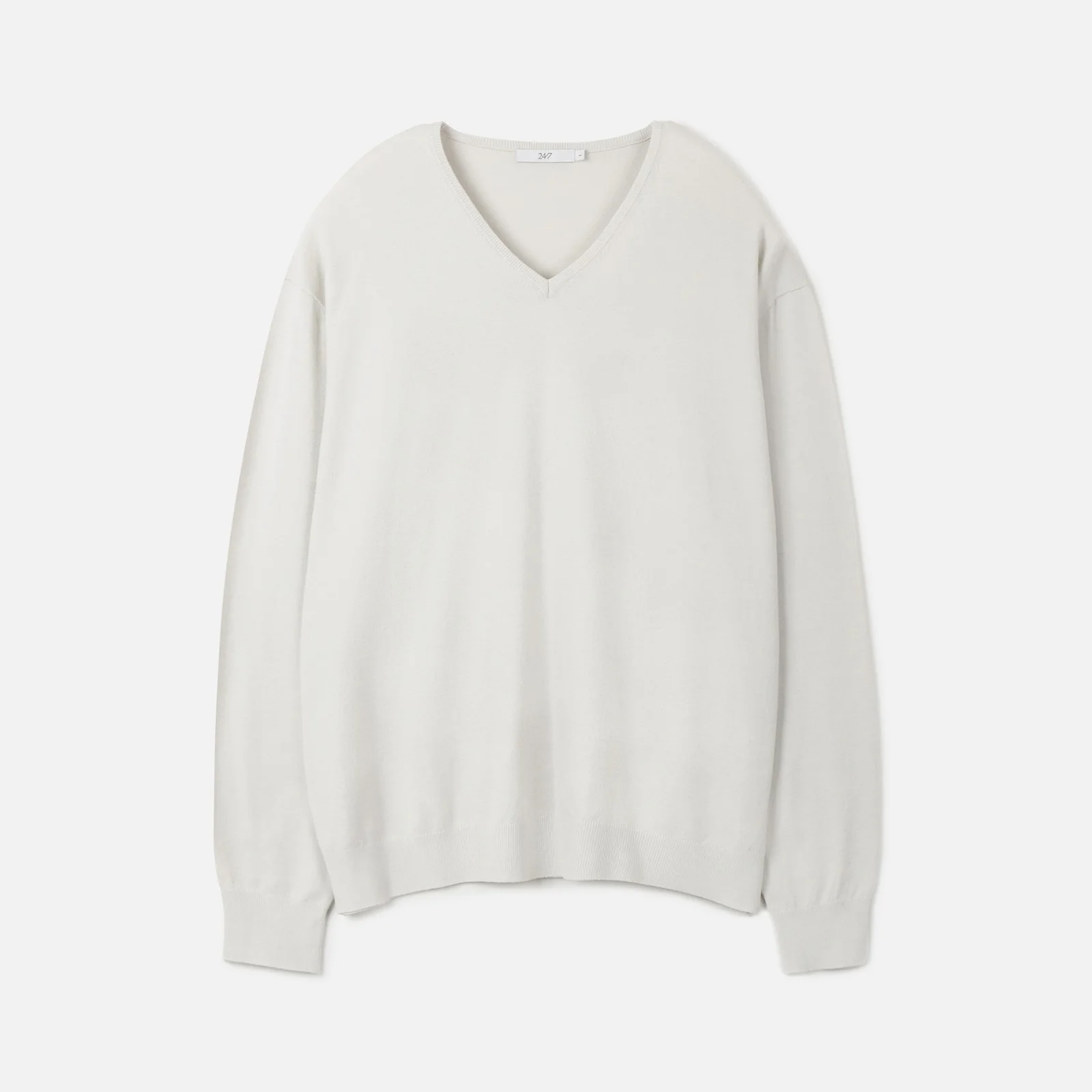 FINE RIBBED V-NECK 12GG KNIT IVORY (247)