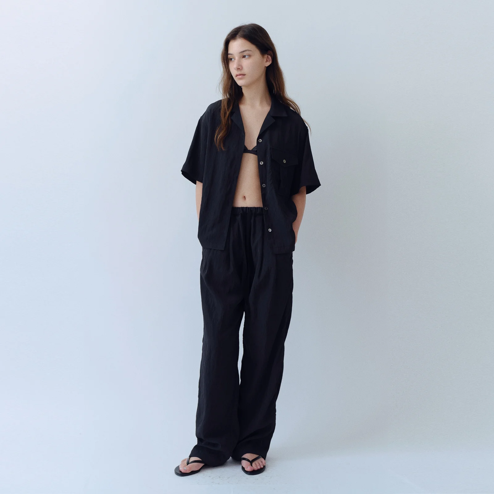 Drawstring Banding Pants(Black)