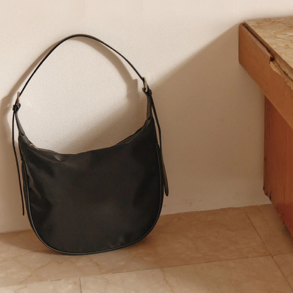 Nylon Hobo Bag(Black)
