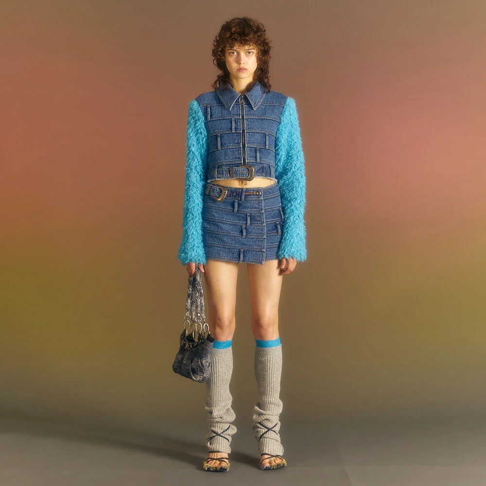 DUA MULTI WAIST DENIM SKIRT apa664w(BLUE)