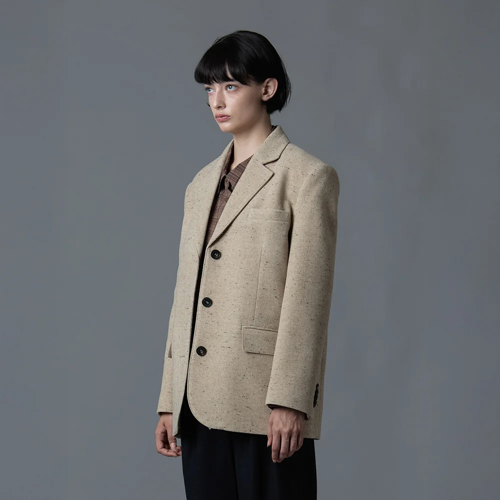 Nep Wool Tailored Jacket (Beige)