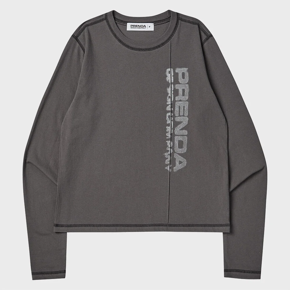 SMUDGED LOGO LONG SLEEVE CHARCOAL