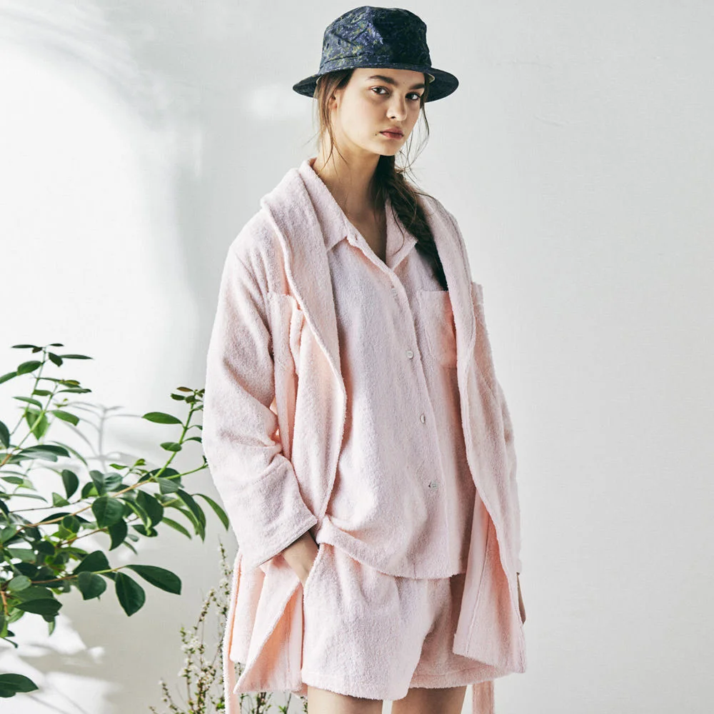 (W) Buffalo Mid Robe Coat Terry Pink