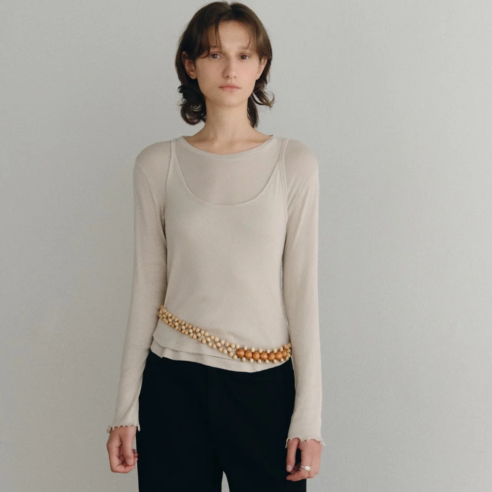 Asti Soft Layered T-Shirt (Beige)